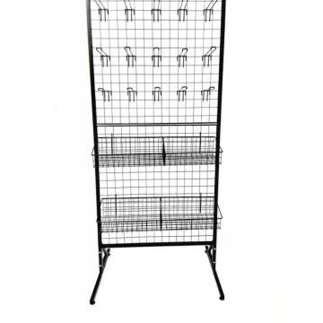 Floor metal retail display rack Wire grid panel wall hook display rack